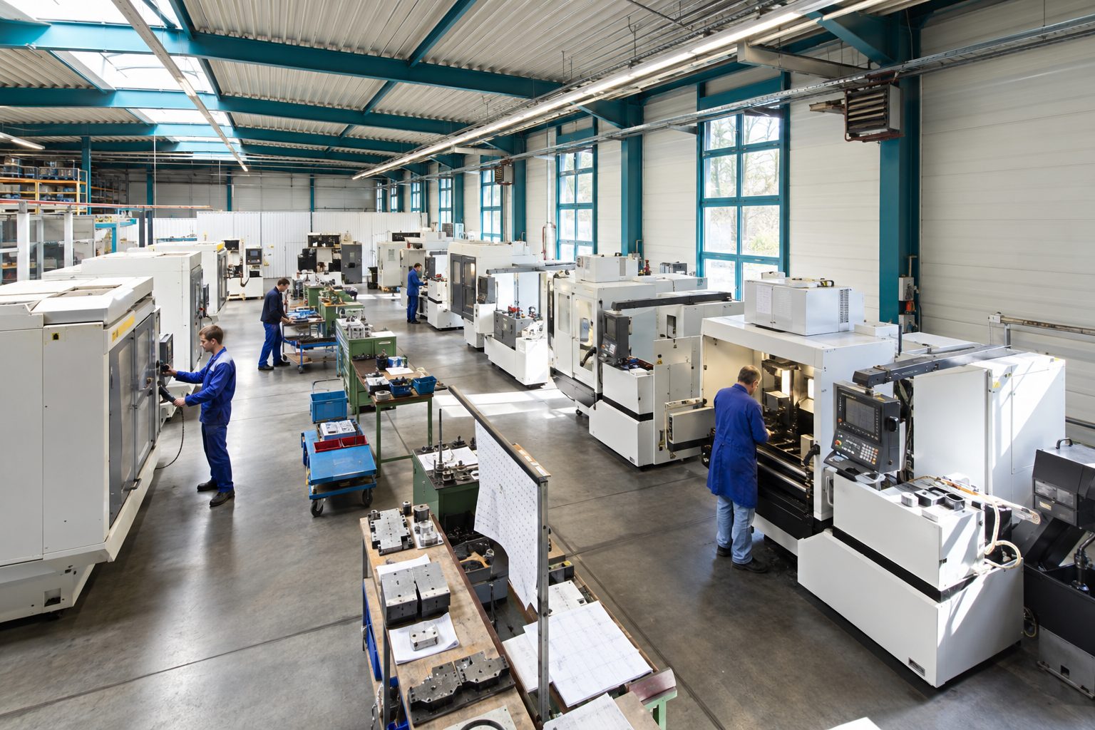 Fertigungshalle mit CNC-Bearbeitungszentren